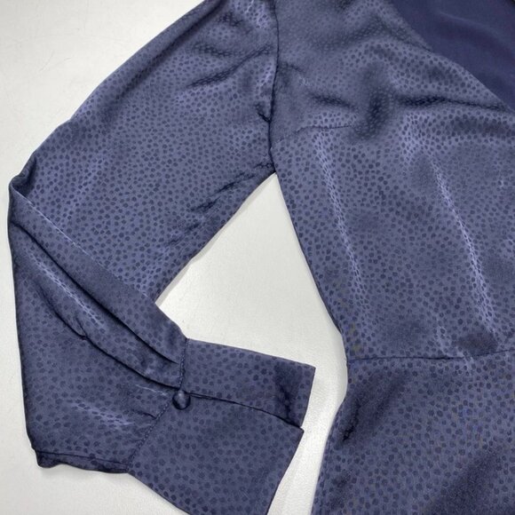 NEW BA&SH Midi Dress Navy Blue Size 4 V-Neck Marine Jacquard Peekaboo Ring - Picture 2 of 8